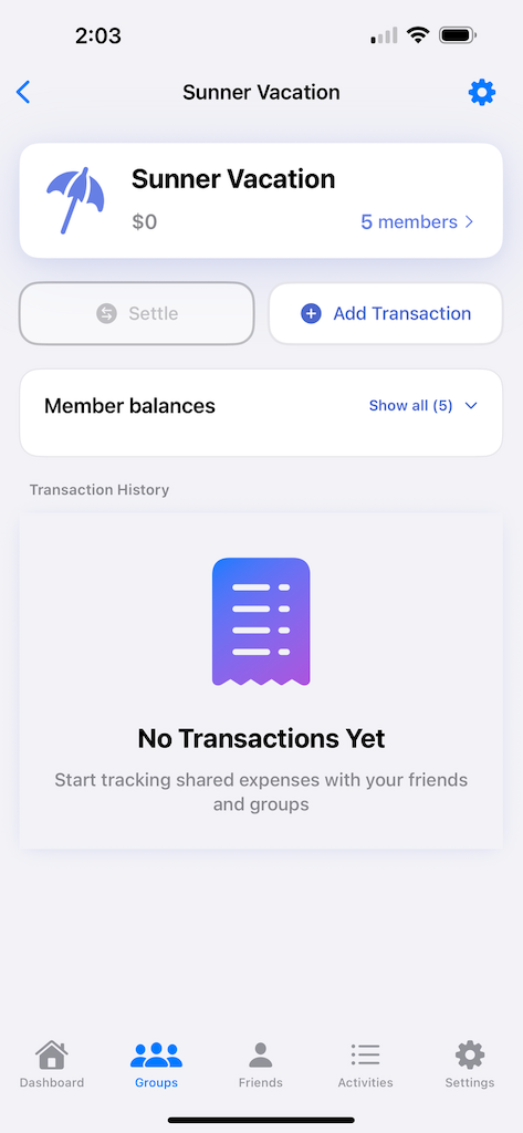 Easy to get started with expense setup and basic splitting options